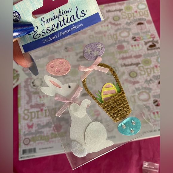 🐰 THREE BUGS IN A RUG EASTER/SPRING STICKERS & SCRAPBOOK PAPER BUNDLE. RETIRED - Picture 3 of 16